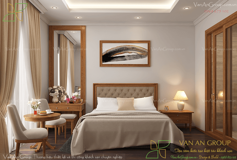 Không gian ấm áp, sang trọng bởi vật liệu gỗ cao cấp của Volga Hotel Nha Trang