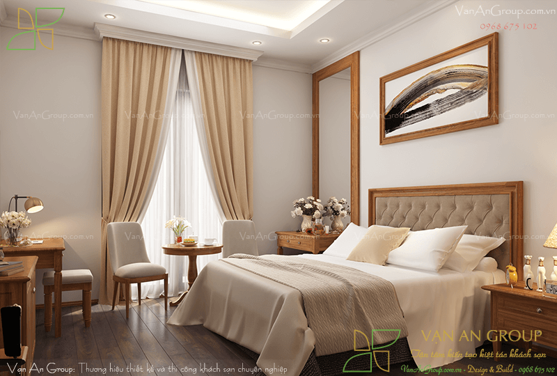 Phối cảnh nội thất phòng nghỉ sang trọng,tiện nghi của Volga Hotel Nha Trang