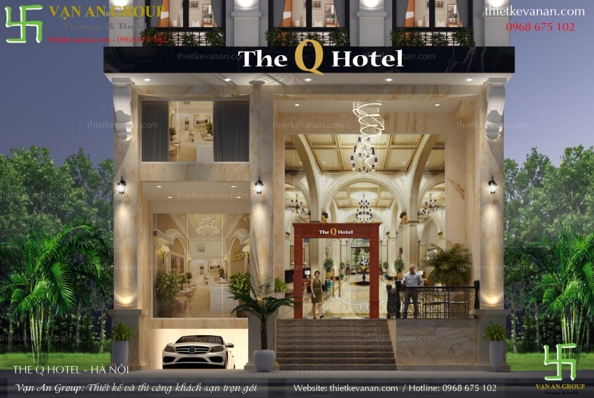 Thiết kế khách sạn mặt tiền 8m đẹp đẳng cấp và tiện nghi
