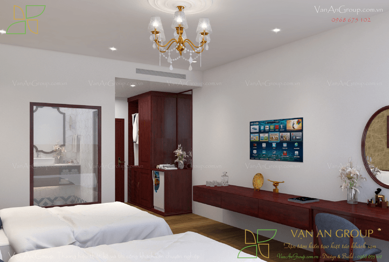 Bố cục phòng ngủ đôi tiện nghi, thoải mái