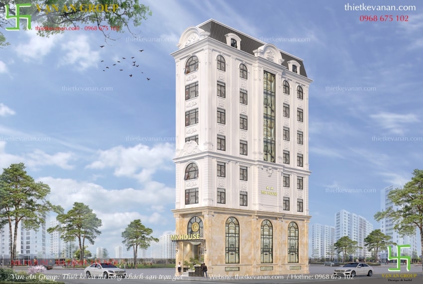 Thiết kế khách sạn mini 8 tầng tại Hà Nội sang trọng và cuốn hút