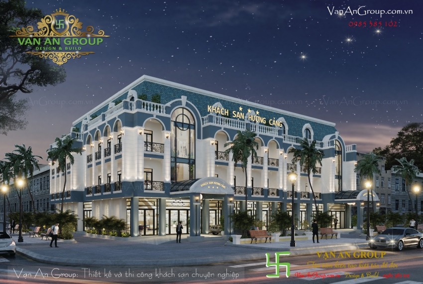 Phối cảnh ban đêm thiết kế khách sạn đẹp khách sạn Hương Cảng Hotel