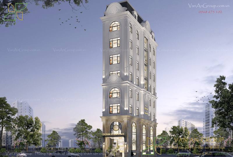 Mẫu khách sạn lung linh khi màn đêm buông xuống
