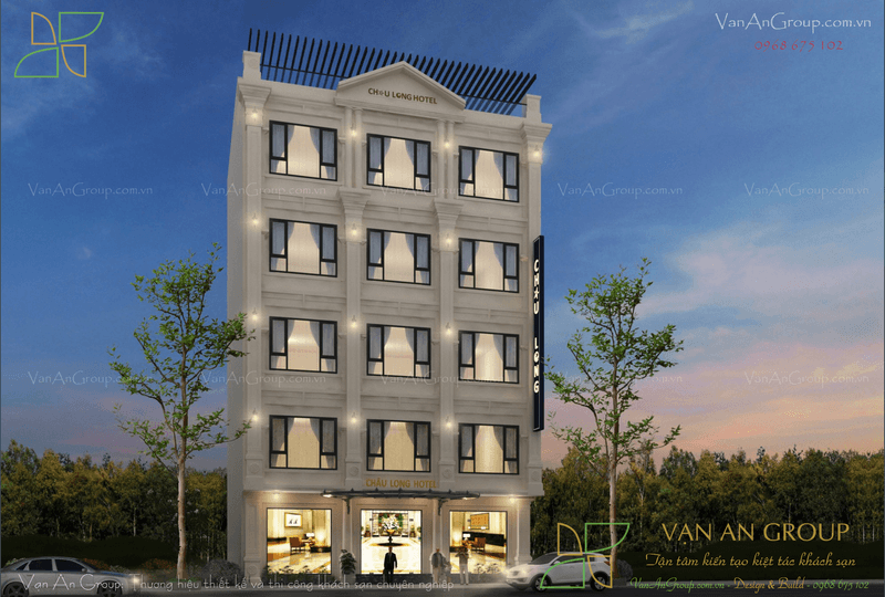 Mẫu thiết kế khách sạn 2 sao 5 tầng đẹp thương hiệu Vạn An Group
