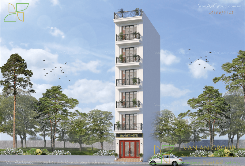 Mẫu thiết kế khách sạn mini 100 m2 đẹp ở Hà Nội