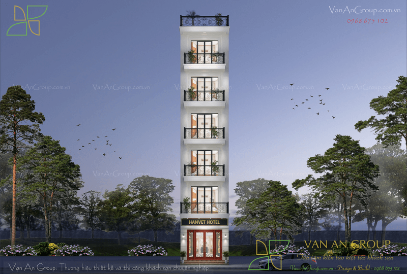 Một trong những mẫu khách sạn mini 100 m2 đẹp nhất Vạn An Group