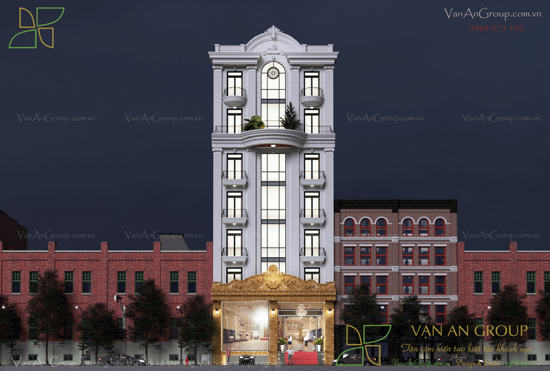 Phối cảnh ban đêm lung linh và nổi bật của khách sạn Gia Lộc Hotel