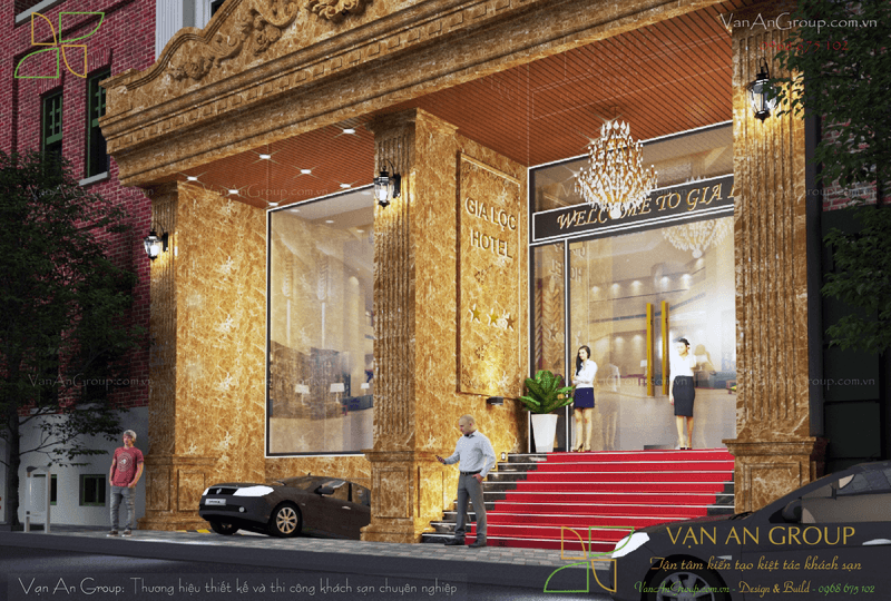 Phối cảnh sảnh chính khách sạn Gia Lộc Hotel đẹp lung linh