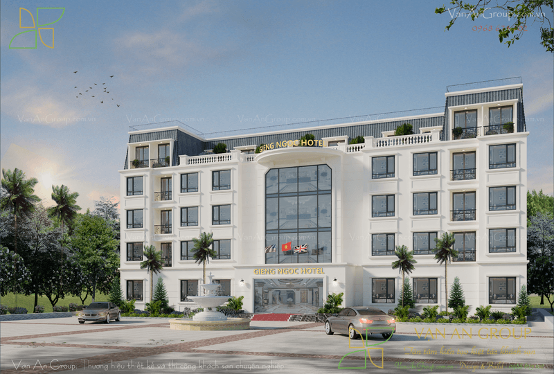 Phong cách kiến trúc Châu Âu của khách sạn 4 tầng Giếng Ngọc Hotel