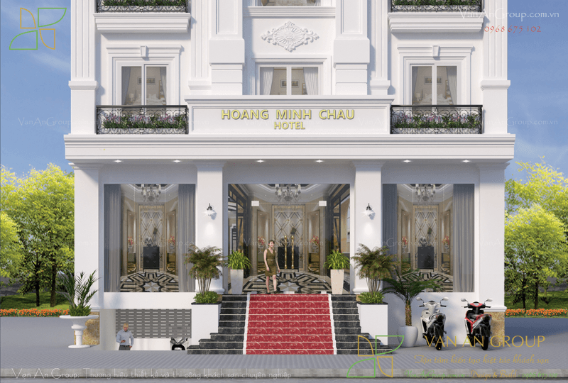 thiết kế khách sạn Sảnh chính sang trọng, cuốn hút ngay từ ánh nhìn đầu tiên