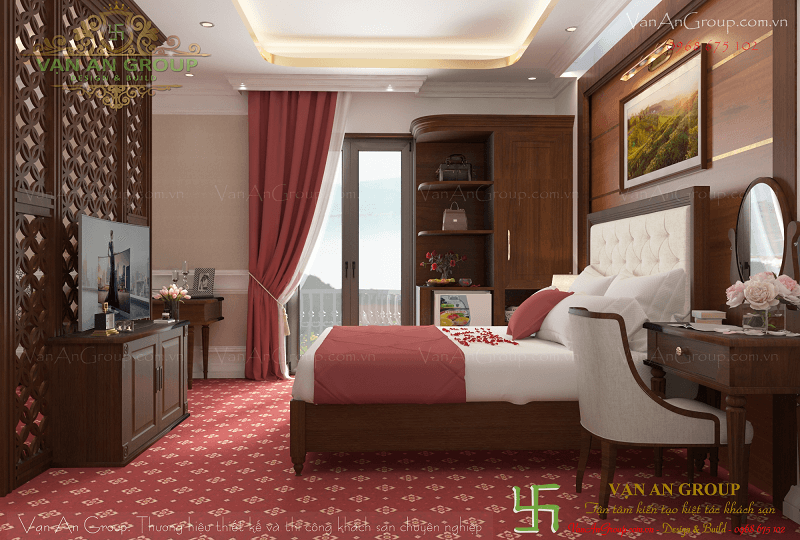 Màu sắc nội thất phòng ngủ khách sạn phù hợp với kiến trúc tổng 