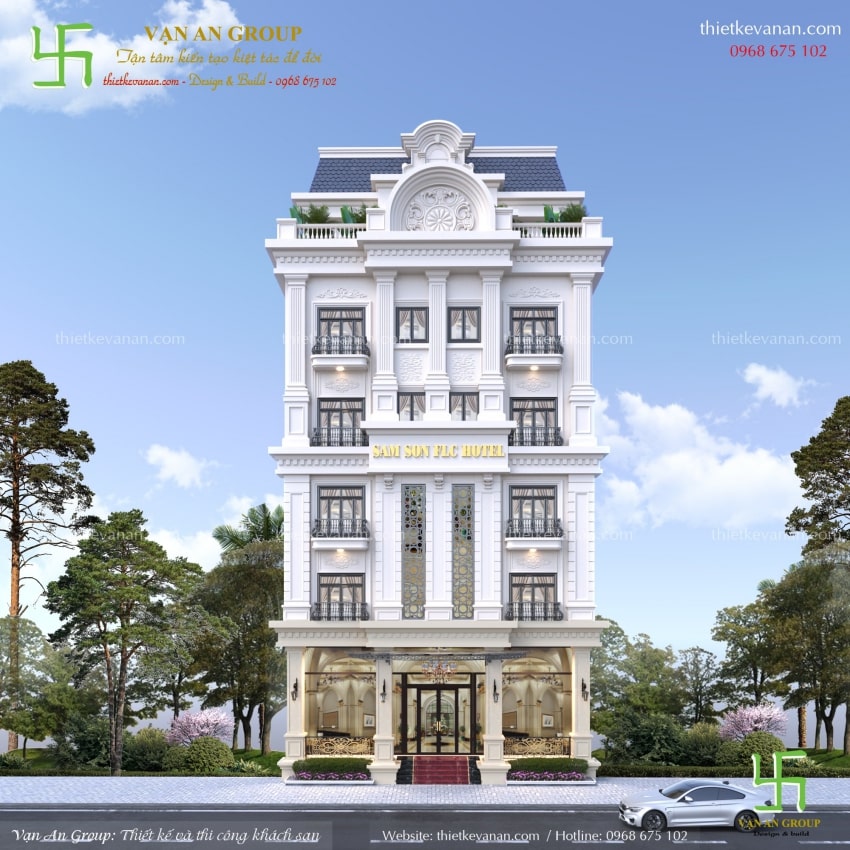 Thiết kế khách sạn mini 7 tầng tại Thanh Hóa thu hút mọi ánh nhìn