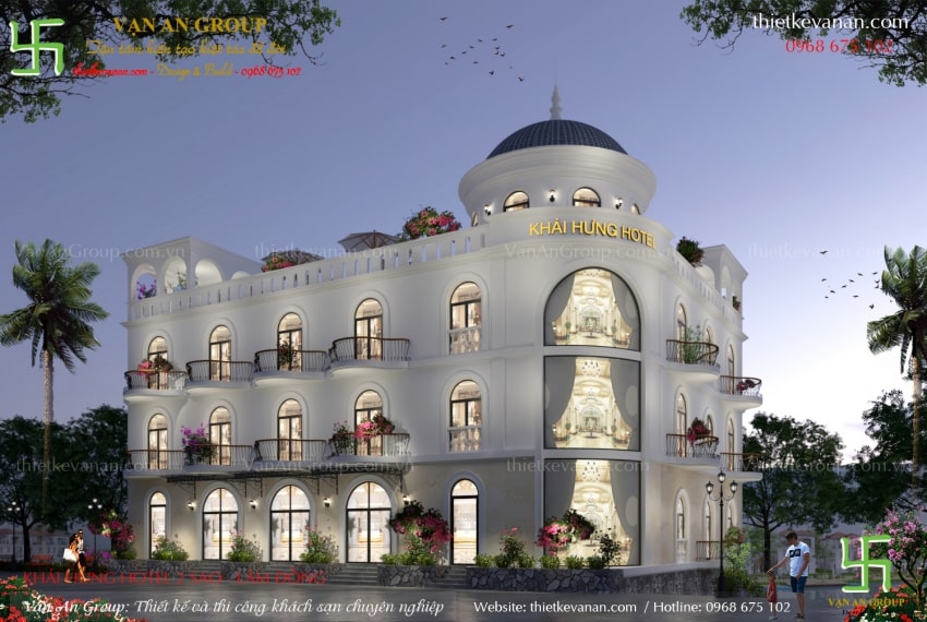 Thiết kế thi công khách sạn 3 tầng tại Đà Lạt đẹp cuốn hút - VAG