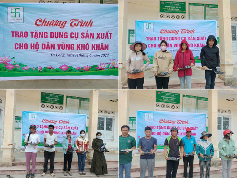 Vạn An Group trao tặng bộ dụng cụ sản xuất đến bà con xã Tà Long và xã Ba Nang, huyện Đa Krông, tỉnh Quảng Trị