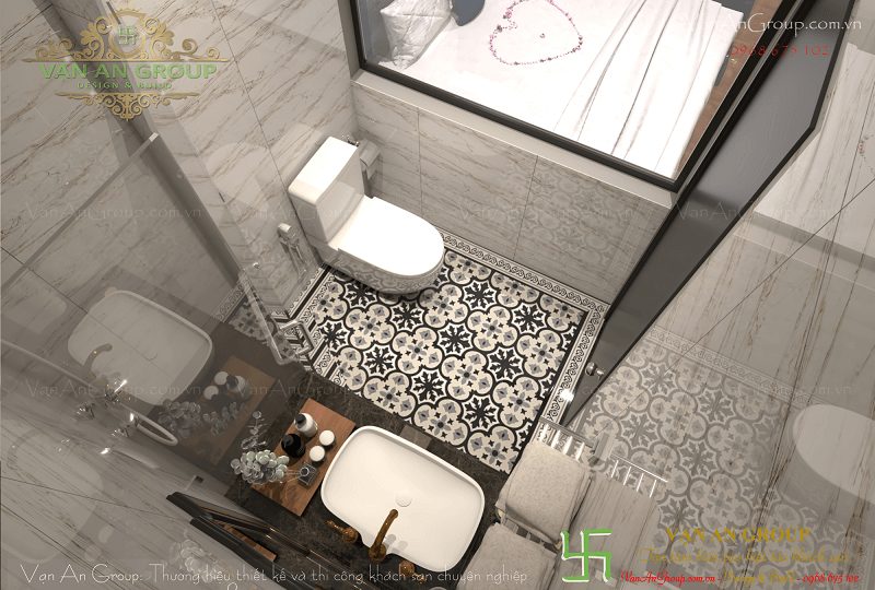 Phòng tắm được trang bị bồn rửa mặt