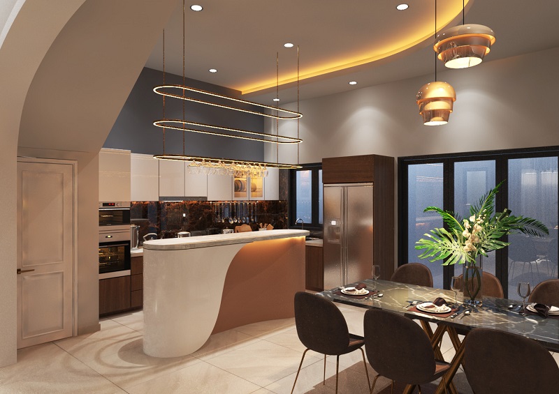 Phòng bếp trong thiết kế nội thất Luxury