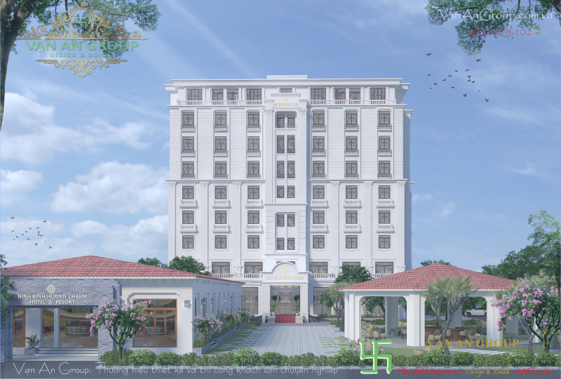 Mặt tiền khách sạn phong cách hiện đại