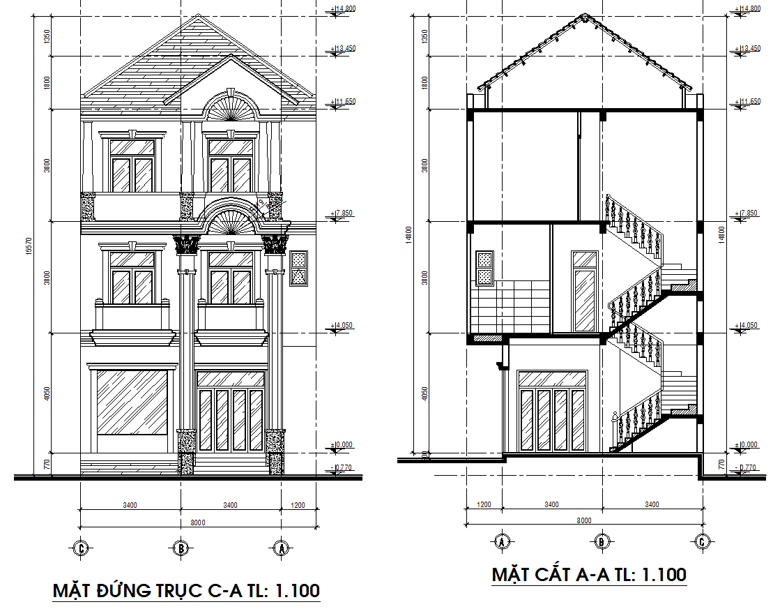 Minh họa bản vẽ cơ sở trong bộ hồ sơ thiết kế khách sạn