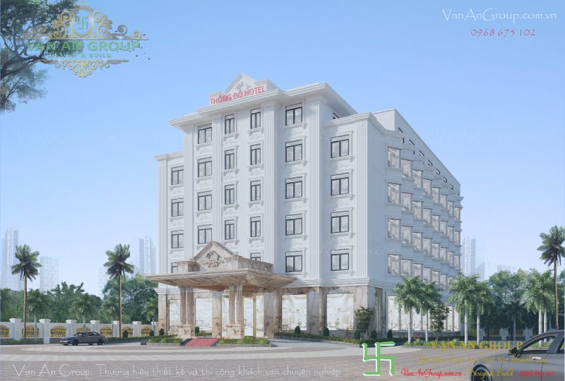 Thiết kế mặt tiền khách sạn phong cách tân cổ điển