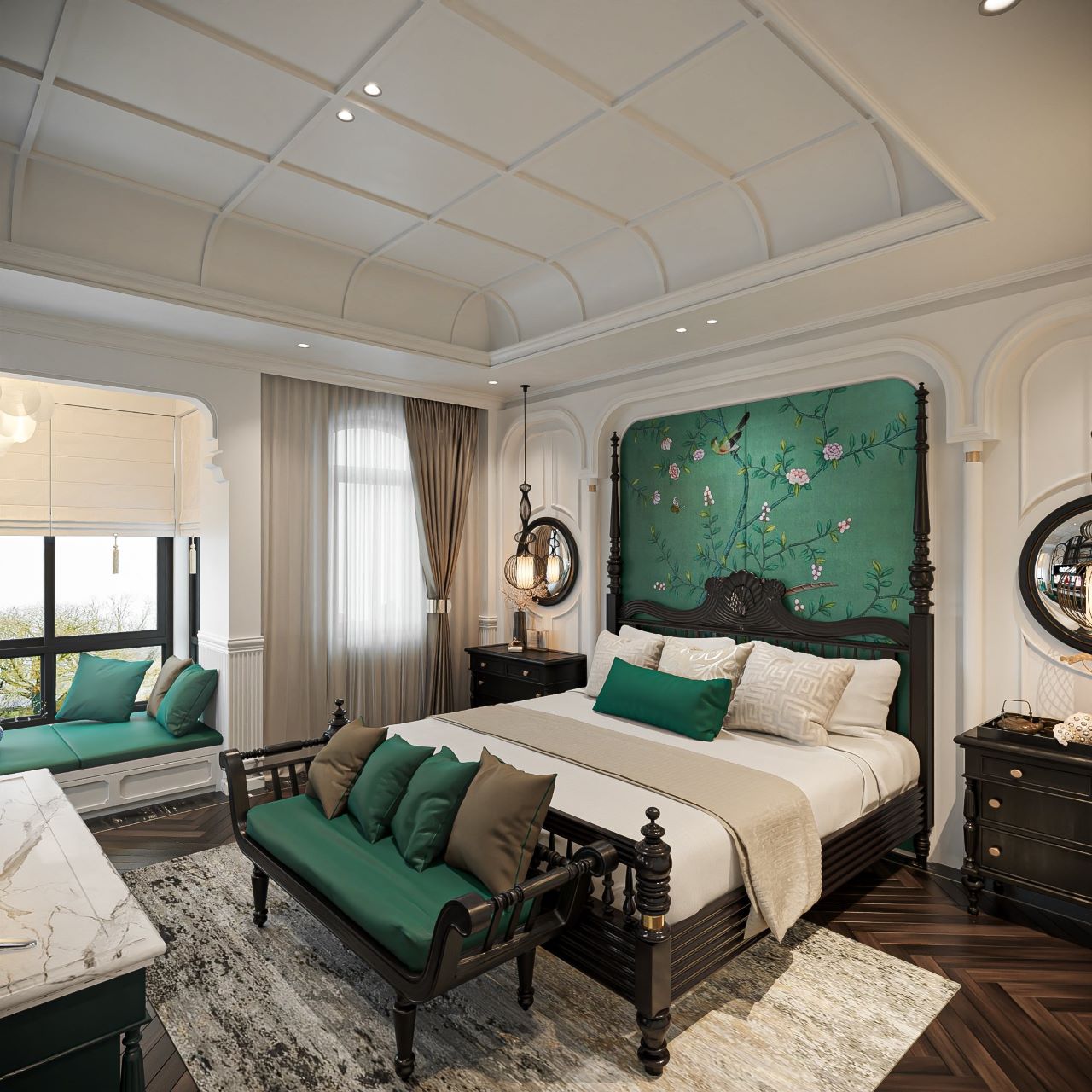 Giường ngủ phong cách Indochine