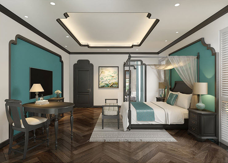 Mẫu giường ngủ cao cấp Indochine tinh tế, sang trọng