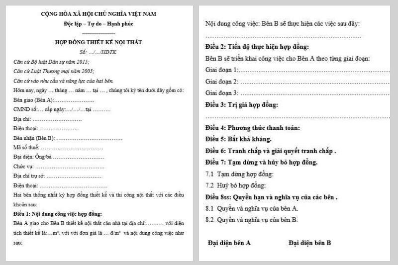 Phạm vi thiết kế nội thất khách sạn trong hợp đồng cần xác định những gì