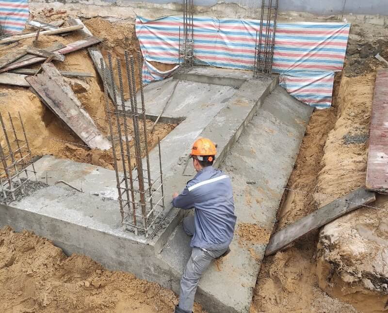 Móng băng 1 phương trong công trình khách sạn