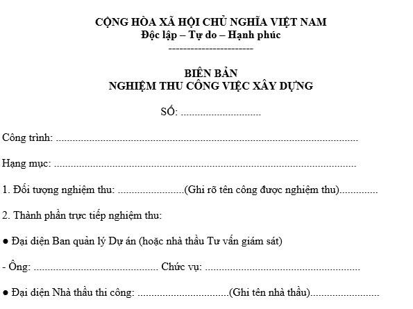 Biên bản nghiệm thu công trình là gì?