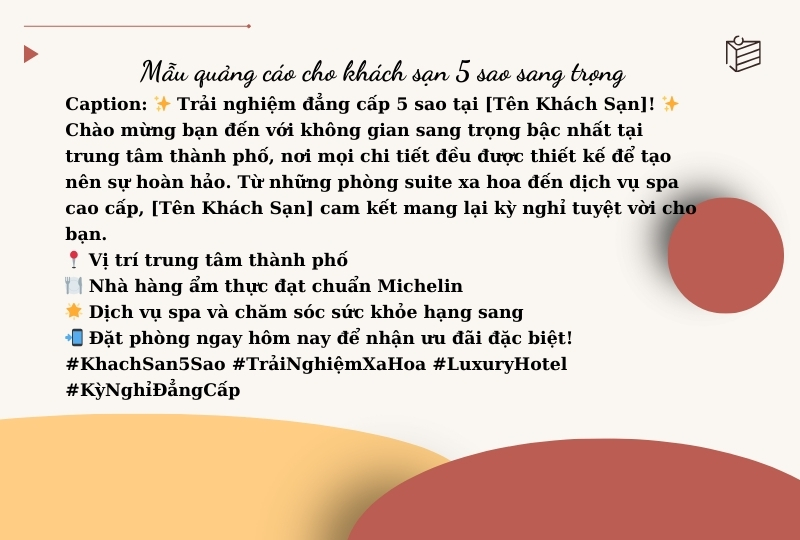 Mẫu bài viết lời quảng cáo khách sạn hay