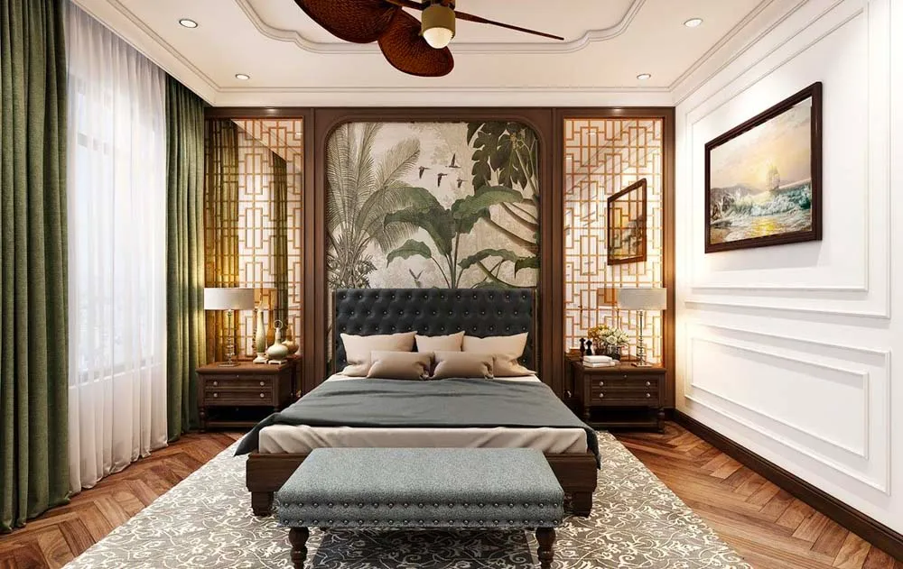 Phòng ngủ Indochine hiện đại