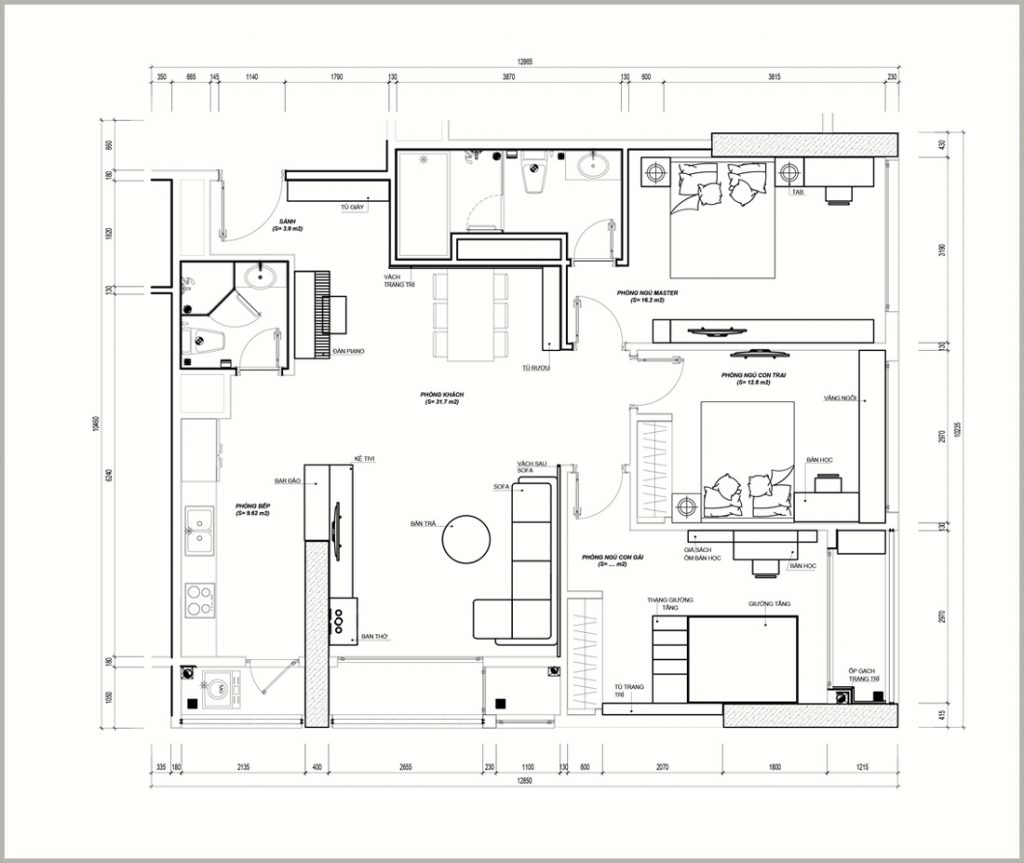 Sơ đồ mặt bằng nội thất chung cư