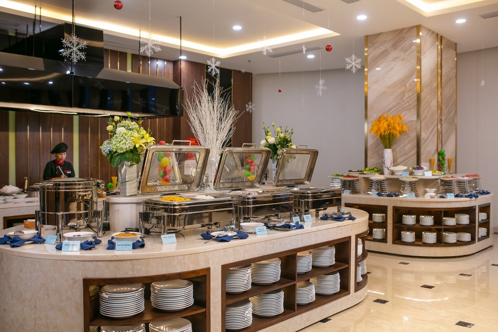 Bàn tiệc đứng có kệ