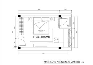 Mặt bằng khu vực giường ngủ master 30m2