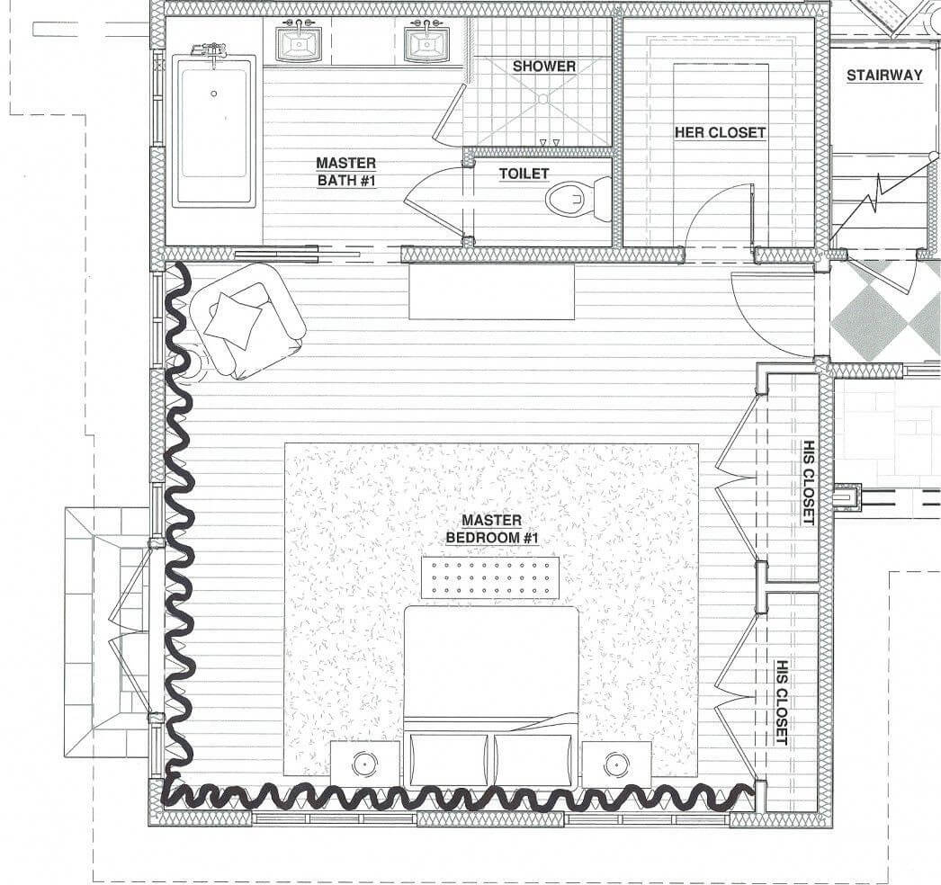 Mặt bằng phòng ngủ master 30m²