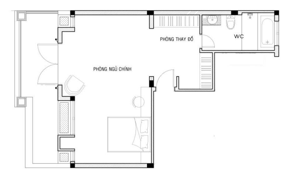 Mặt bằng phòng ngủ master 50m2