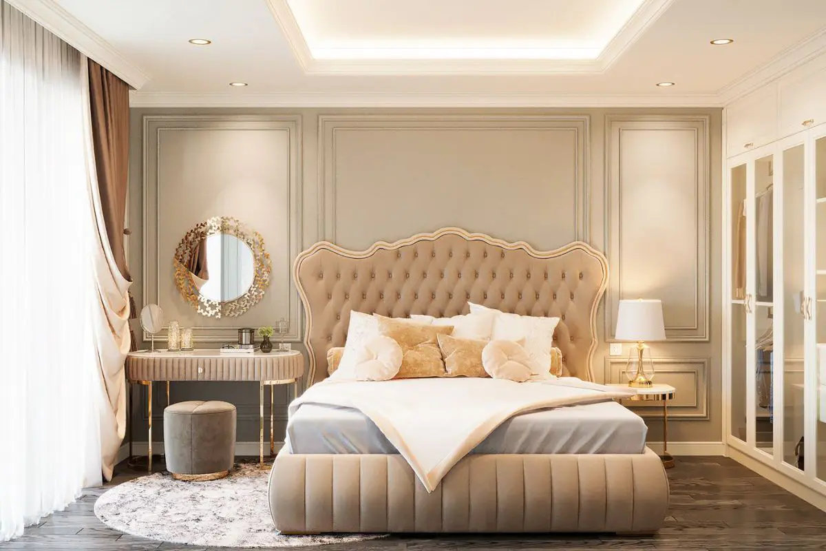 Mẫu thiết kế nội thất phòng ngủ 20m2 tân cổ điển