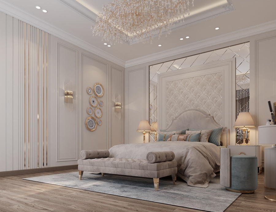 Thiết kế nội thất phòng ngủ biệt thự
