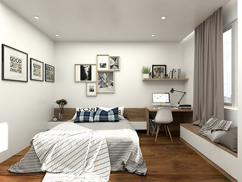 Thiết kế phòng ngủ 20m² với góc làm việc nhỏ