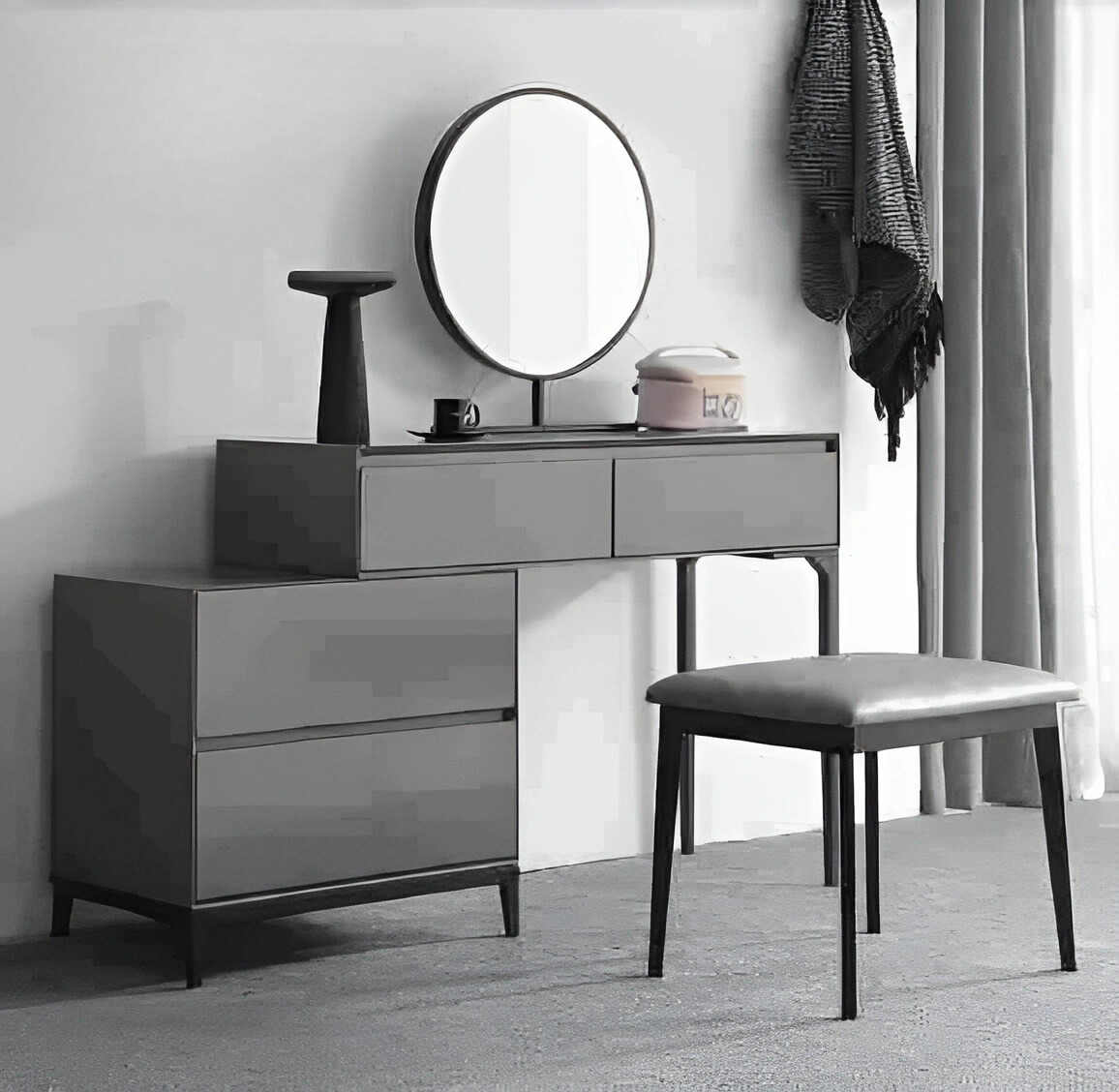Bàn trang điểm gương tròn hiện đại TD3026