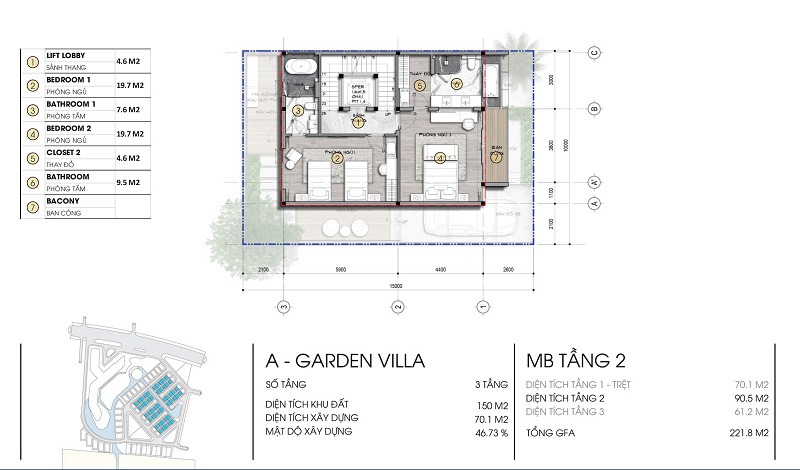 Mặt bằng tầng 2