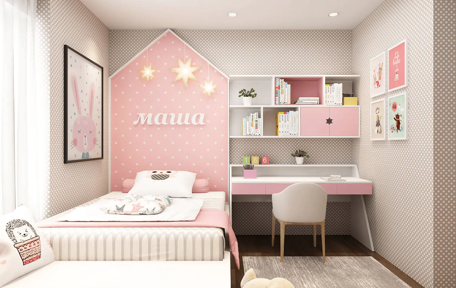 Thiết kế phòng ngủ tối giản cho bé gái
