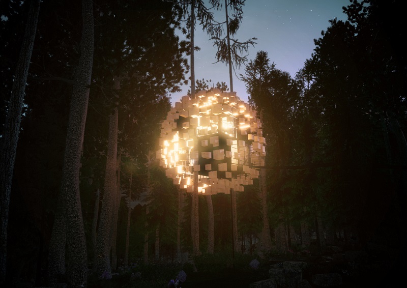 Treehotel khi về đêm