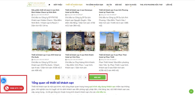 Click vào báo giá ở cuối trang thông tin