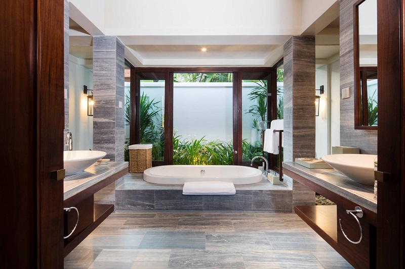 Phòng tắm resort phong cách châu Á truyền thống