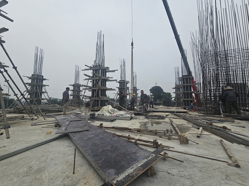 Thi công hệ cột bê tông cốt thép chính xác theo thiết kế, đảm bảo chất lượng cao