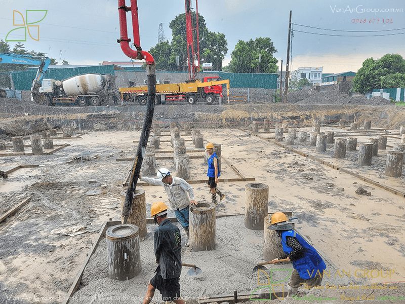 Vạn An đổ bê tông lót móng mác M100–M150