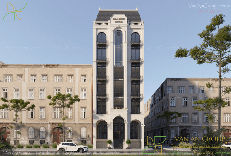 Hòa Bình Hotel được thiết kế theo phong cách Tân cổ điển sang trọng