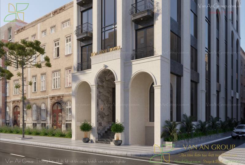Lối vào chính được thiết kế bậc tam cấp ốp đá marble tự nhiên
