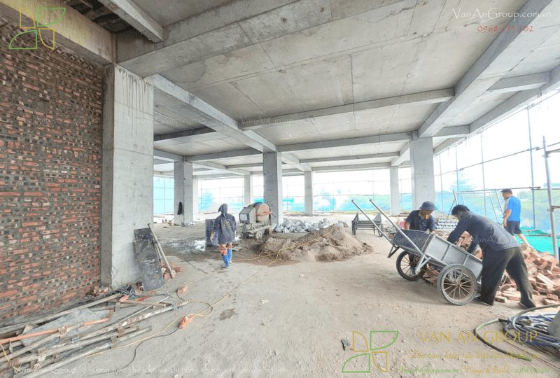 Xây tường bao và tường ngăn được thực hiện đúng vị trí, kích thước