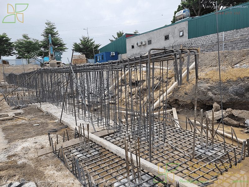 Gia công và lắp dựng cốt thép đài móng, giằng móng theo thiết kế